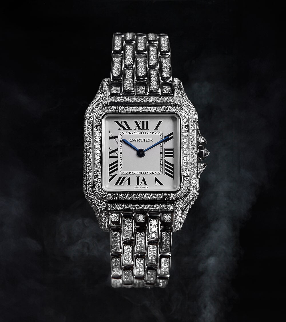 Cartier Panthère Medium Steel Quartz Movement Custom Diamond