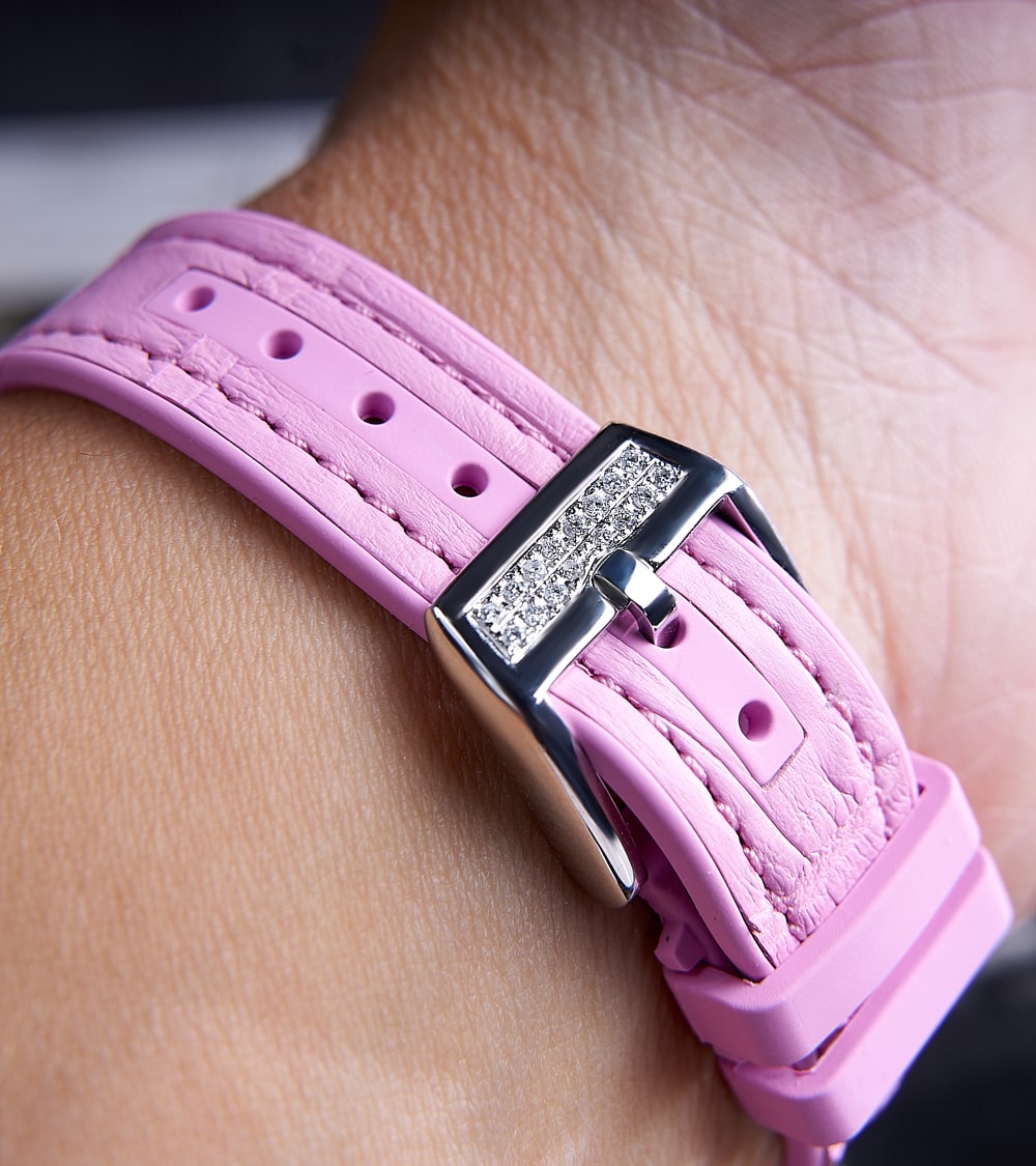 Franck Muller - Vanguard Lady 32 mm - White "Color Dreams" Dial - Pink Strap - Custom Diamond-Set