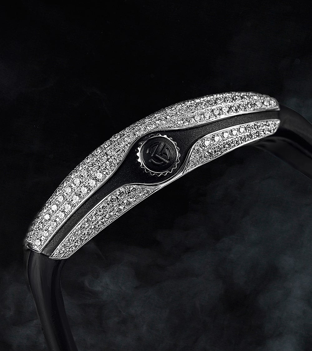 Franck Muller - Vanguard Lady 32 mm - Black "Color Dreams" Dial - Custom Diamond-Set - Black Strap