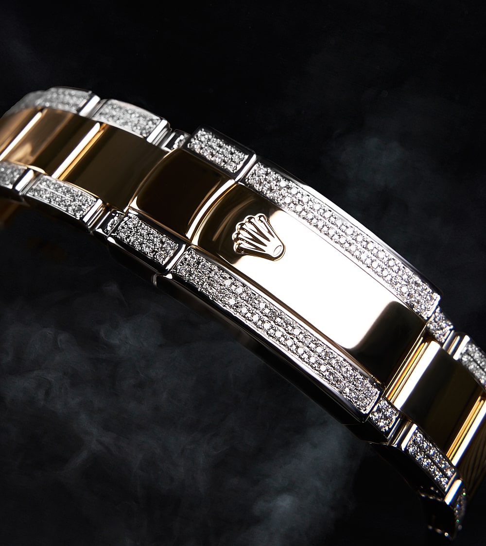 Image of Rolex Datejust 41, Oystersteel & Yellow Gold custom set with diamonds by Cagau