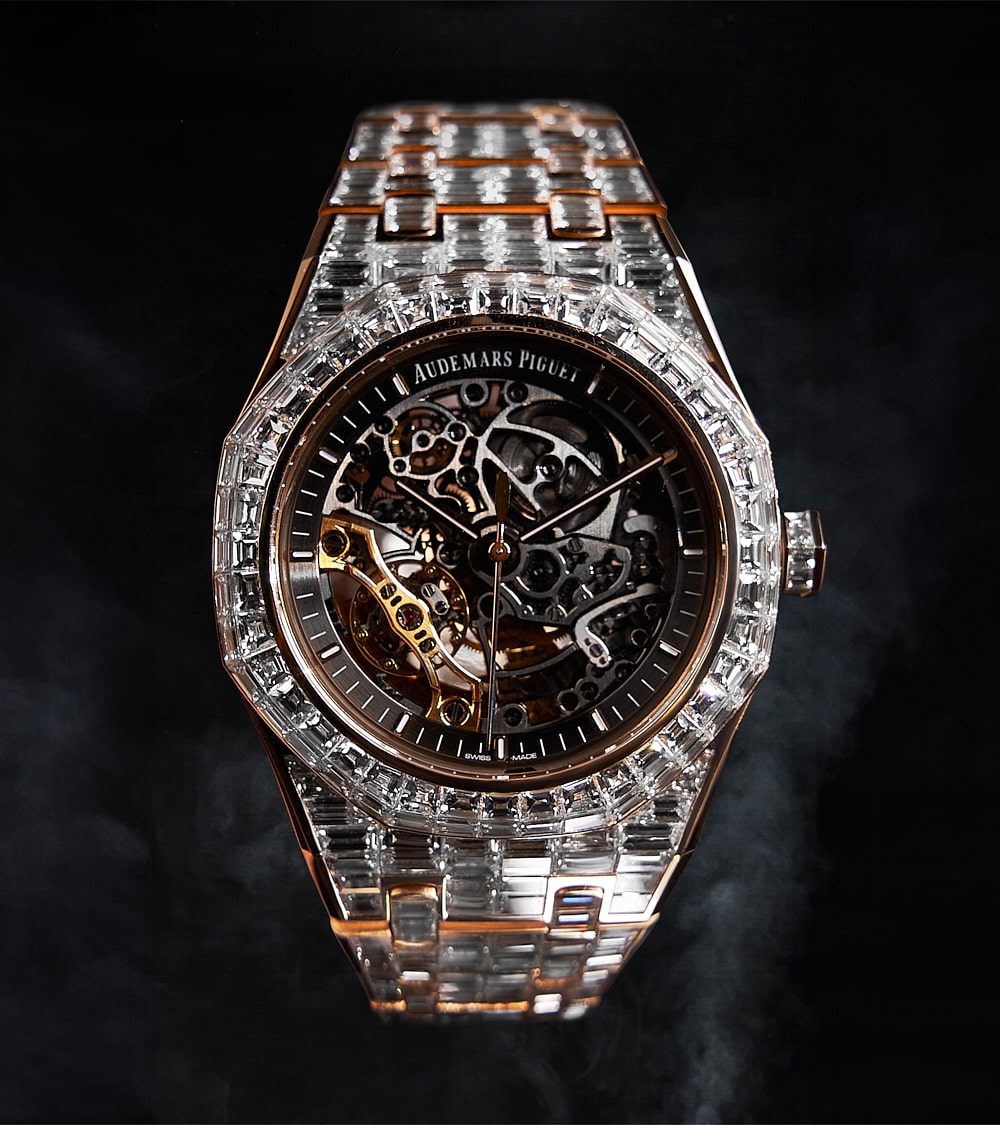 Audemars Piguet - Royal Oak Skeleton 41 mm - Full Custom 18k Rose Gold set with VVS/VS Baguette Diamonds