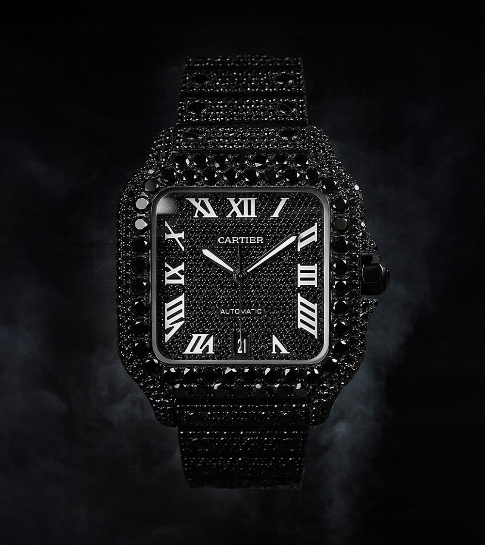 Image of a Cartier Santos Large set with Black Diamonds by Cagau