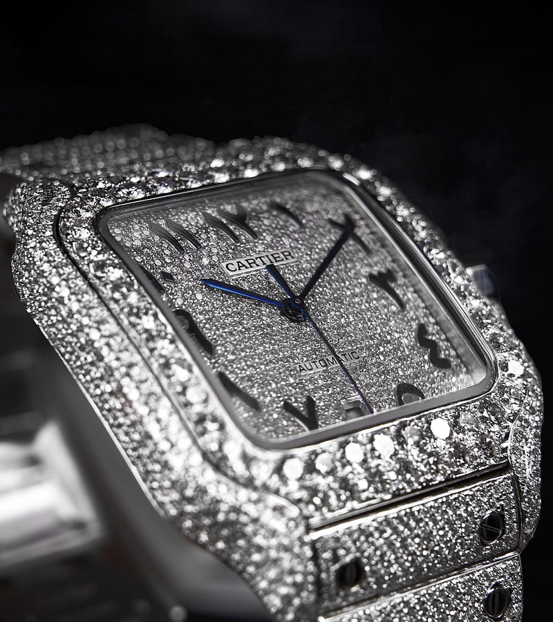 Cartier Santos Large - Fully Custom Diamond-Set with Arabic Dial - Cagau