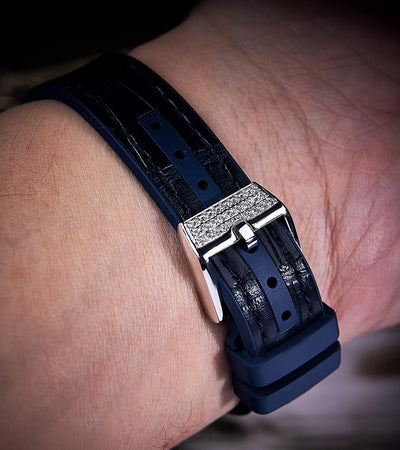 Franck Muller - Vanguard 35 mm - White "Color Dreams" Dial - Custom Diamond-Set - Blue Strap