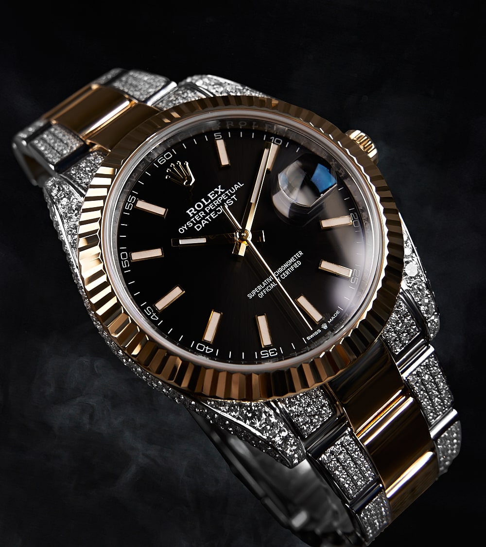 Image of Rolex Datejust 41, Oystersteel & Yellow Gold custom set with diamonds by Cagau 