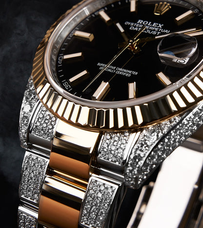 Image of Rolex Datejust 41, Oystersteel & Yellow Gold custom set with diamonds by Cagau 