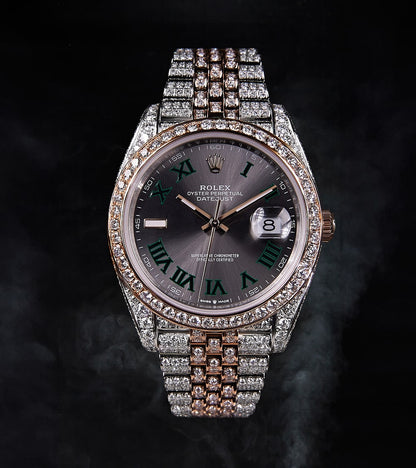 Rolex Datejust 41 - Oystersteel & Rose Gold - Jubliee - Wimbledon Dial - Custom Diamond-Set