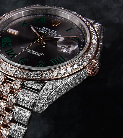 Rolex Datejust 41 - Oystersteel & Rose Gold - Jubliee - Wimbledon Dial - Custom Diamond-Set