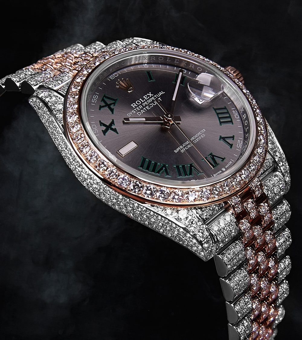 Rolex Datejust 41 - Oystersteel & Rose Gold - Jubliee - Wimbledon Dial - Custom Diamond-Set