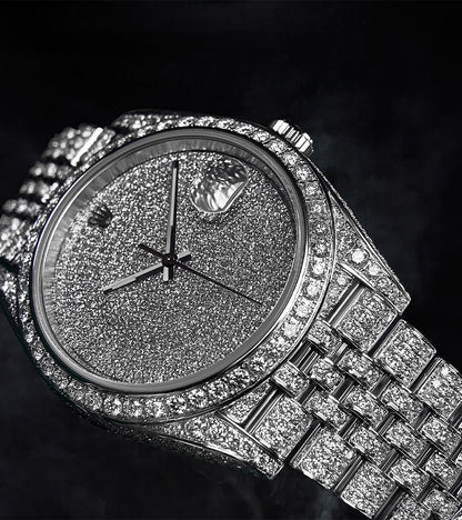 Image of a Custom Rolex Datejust 41, fully diamond-set with a 'Covert' dial by Cagau.