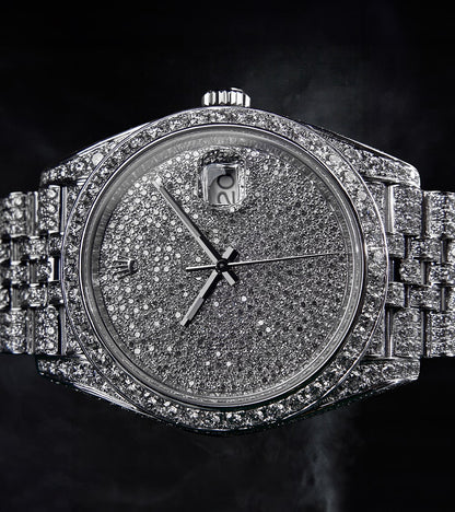 Image of a Custom Rolex Datejust 41, fully diamond-set with a 'Covert' dial by Cagau.