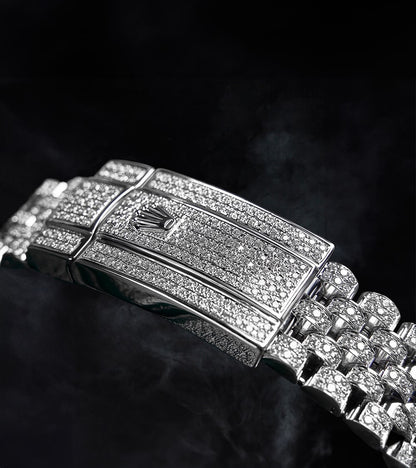 Image of a Custom Rolex Datejust 41, fully diamond-set with a 'Covert' dial by Cagau.