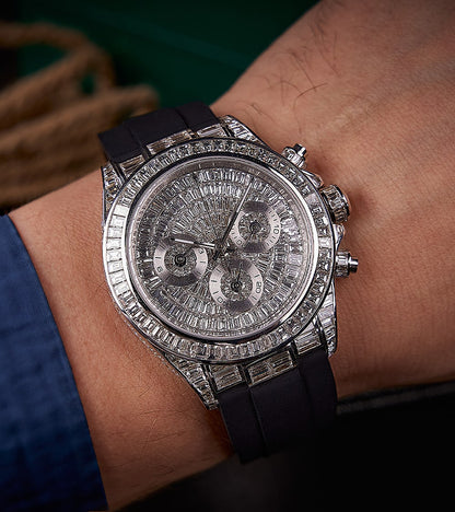 Rolex Daytona 40 mm - Full Custom - 18k White Gold set with VVS/VS Baguette Diamonds