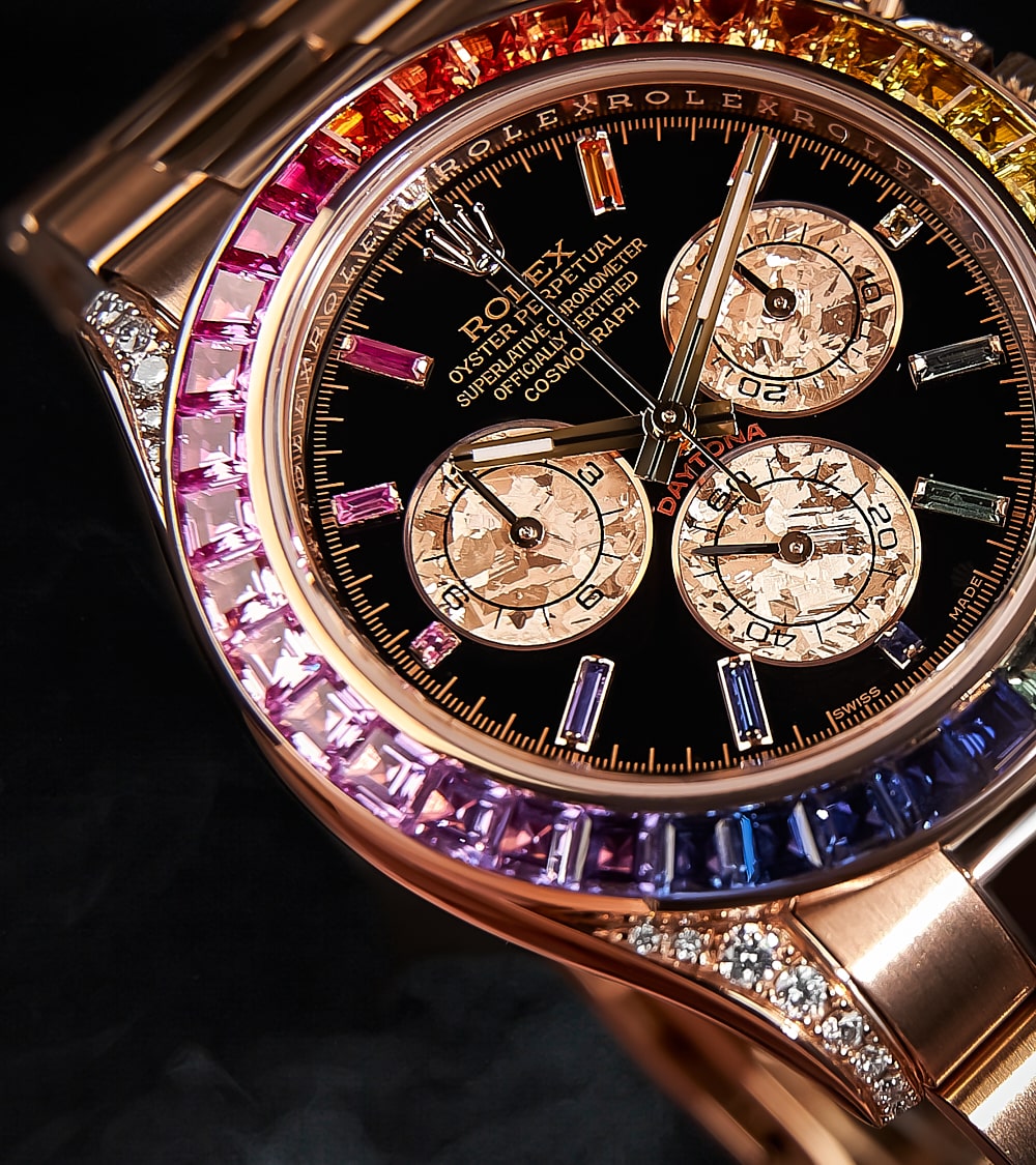 Rolex Cosmograph Daytona 40 mm - Rose Gold - Custom Chronograph Dial & Rainbow Bezel - Oyster