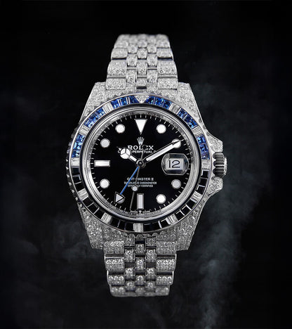 Rolex GMT-Master II 40 mm - Oystersteel - "Batgirl" Custom Diamond-Set with Blue/Black Gemstone Bezel