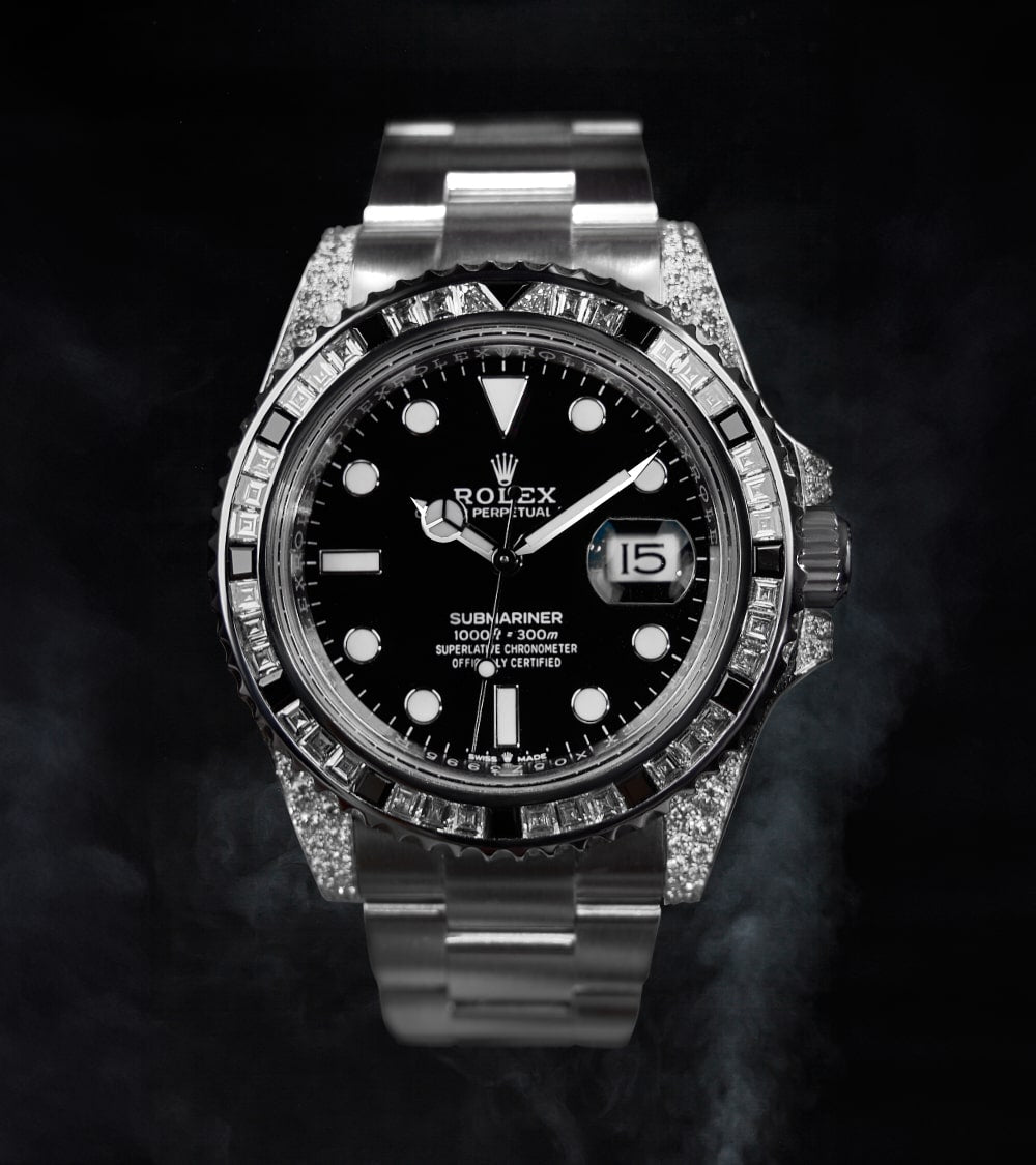 Rolex Submariner Date 41mm with Custom 'Tuxedo' Bezel and Diamonds by Cagau