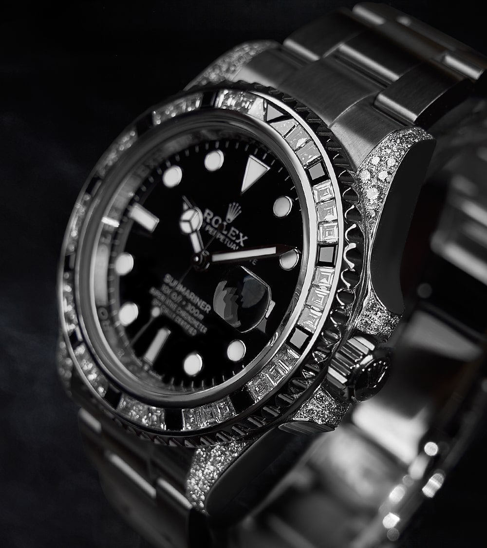 Rolex Submariner Date 41mm with Custom 'Tuxedo' Bezel and Diamonds by Cagau