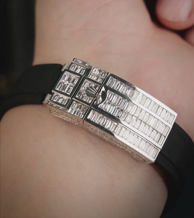 Rolex Daytona 40 mm - Full Custom - Oro blanco de 18 k engastado con diamantes baguette VVS/VS