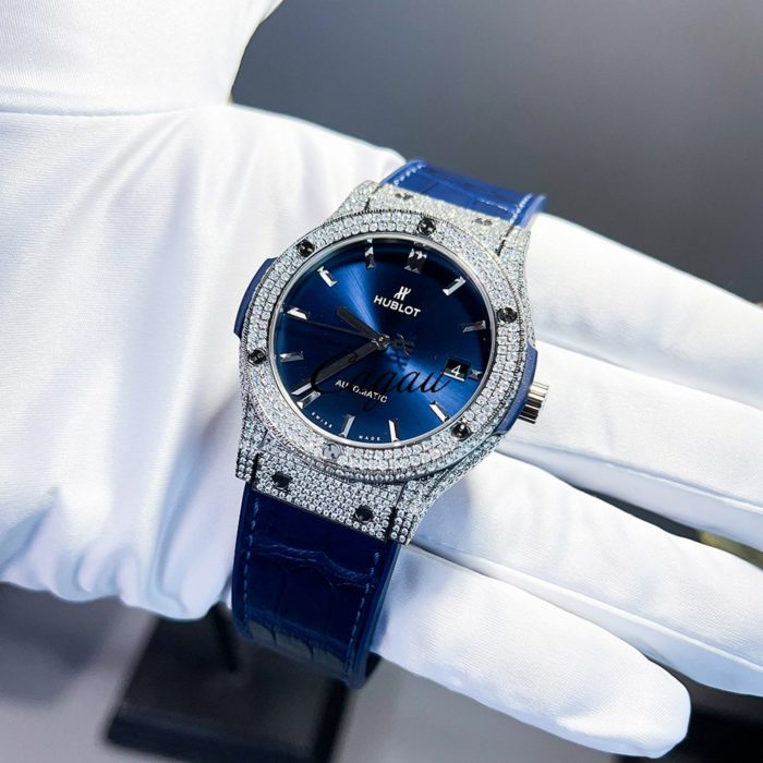 hublot-classic-fusion-42-mm-titanium-blue-dial-custom-pave-diamond-set
