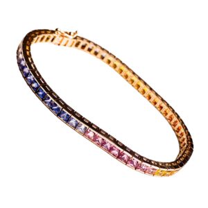 8k-Rose-Gold–Rainbow-Sapphire-Tennis-Bracelet