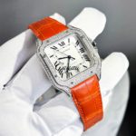 Cartier–Santos-De-Cartier–Large-Model–Steel–Custom-Diamond-Set–Silvered-Dial1