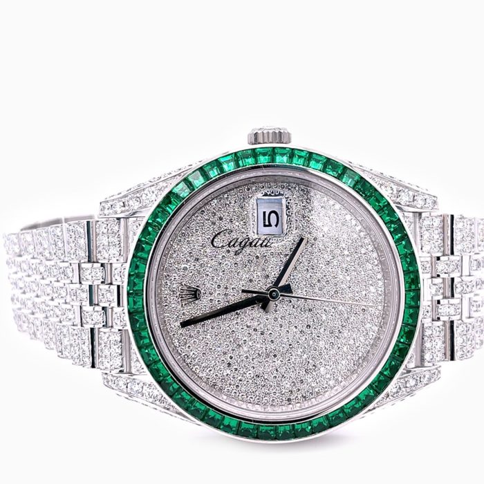 RX000071 _Rolex – Datejust 41 – Oystersteel – Jubilee – Custom Diamond-Set – “Covert” Dial – Green-2-min