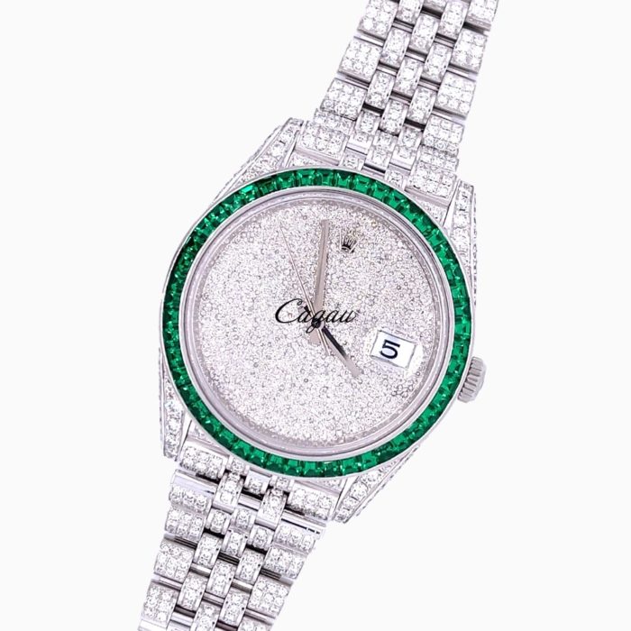RX000071 _Rolex – Datejust 41 – Oystersteel – Jubilee – Custom Diamond-Set – “Covert” Dial – Green-2-min
