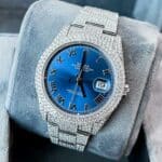 Rolex–Datejust–41–Oystersteel–Oyster–Azzurro–Blue–Dial–Custom–Pavé–Diamond–Set–VS-5