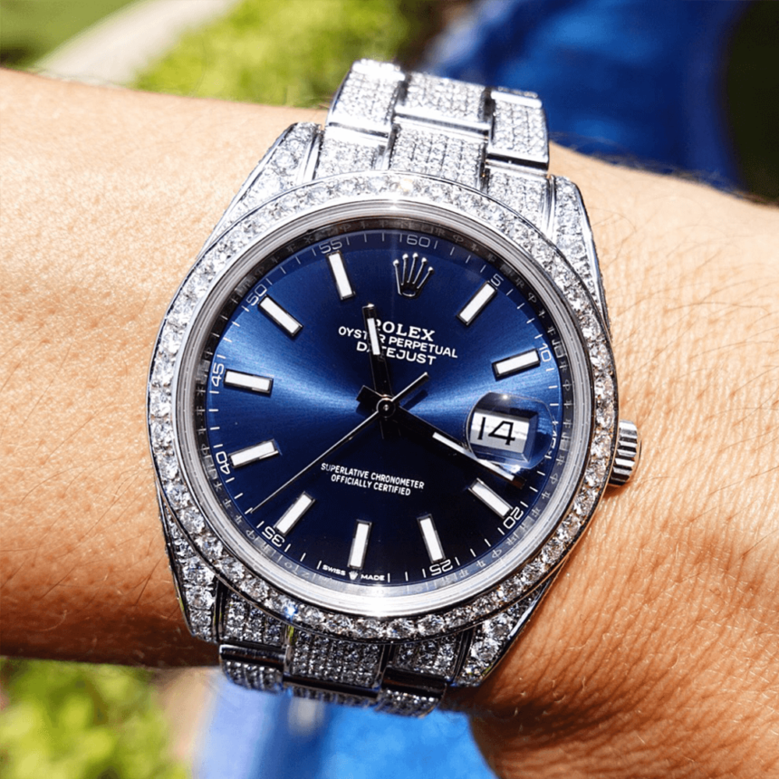 Rolex - Datejust 41 - Oystersteel - Blue Dial - Fully Diamond-Set