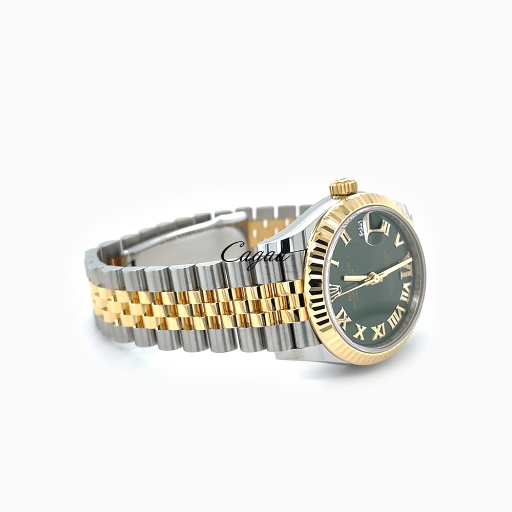 rolex-datejust-31-oystersteel-yellow-dial-jubilee-diamond-set-olive-green-dial