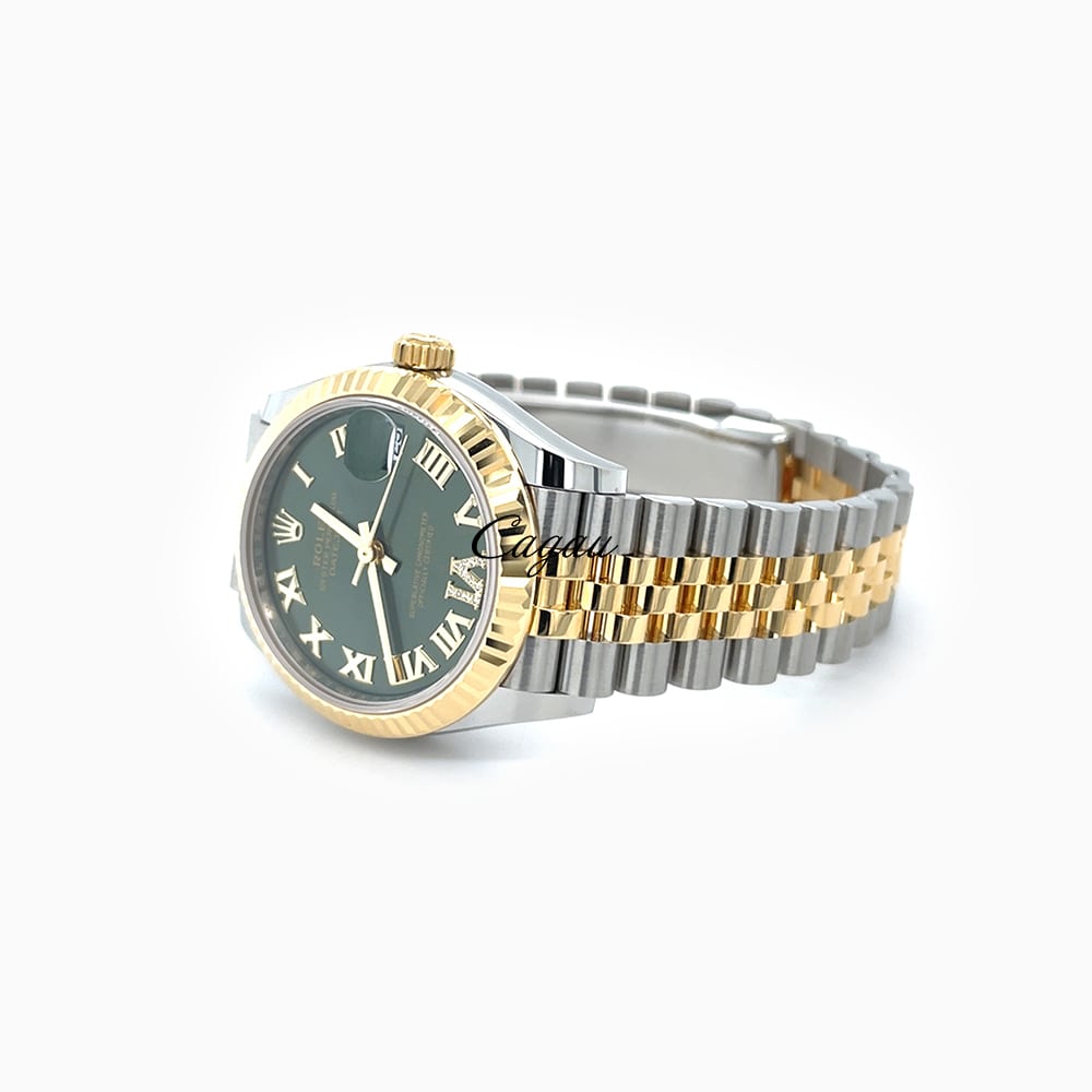 rolex-datejust-31-oystersteel-yellow-dial-jubilee-diamond-set-olive-green-dial