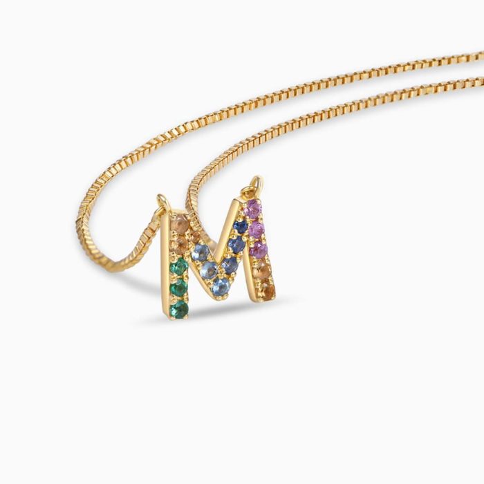 18k-gold-initial-necklace-colourful-gemstone