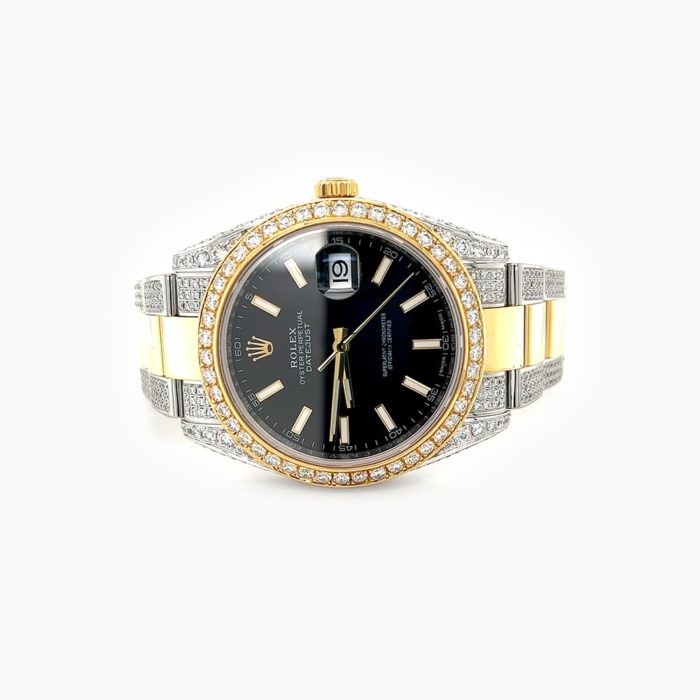rolex-datejust-41-oystersteel-and-yellow-gold-oyster-black-dial-custom-diamond-set