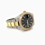 rolex-datejust-41-oystersteel-and-yellow-gold-oyster-black-dial-custom-diamond-set
