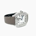Cartier-Santos-Medium-White-Dial-Grey-Bracelet-Custom-Diamond-Set-6-min