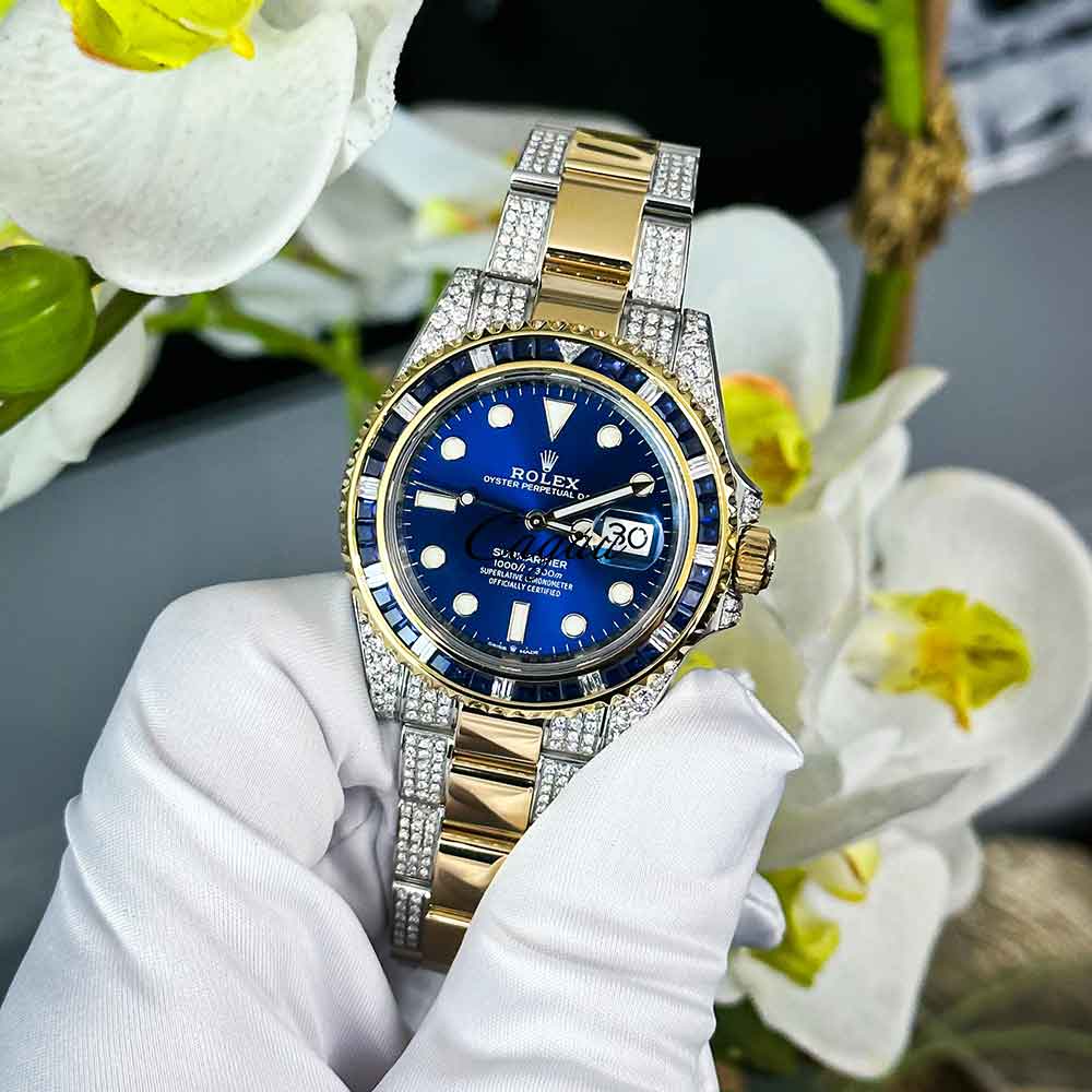 rolex-submariner-date-41-mm-oystersteel-yellow-gold-oyster-royal-blue-dial-custom-diamond-set-6-min